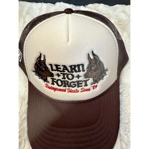 LTF Learn To Forget Underground Ideals Since 89 Doberman Trucker Hat Brown Cream